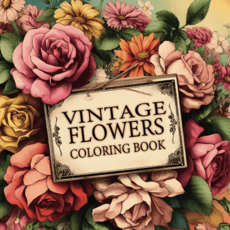 Vintage Flowers Adult Coloring Book