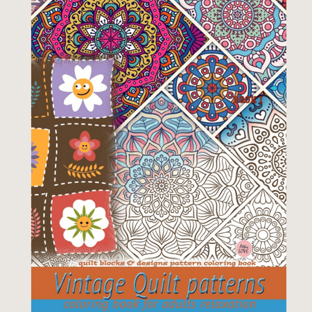 Vintage Quilt patterns coloring book for adults relaxation