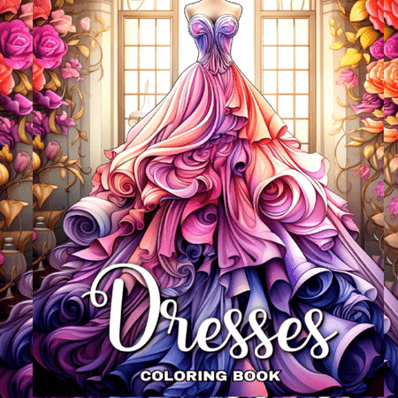 Beautiful Dresses in Vintage and Modern Design to Color for Adults and Teens