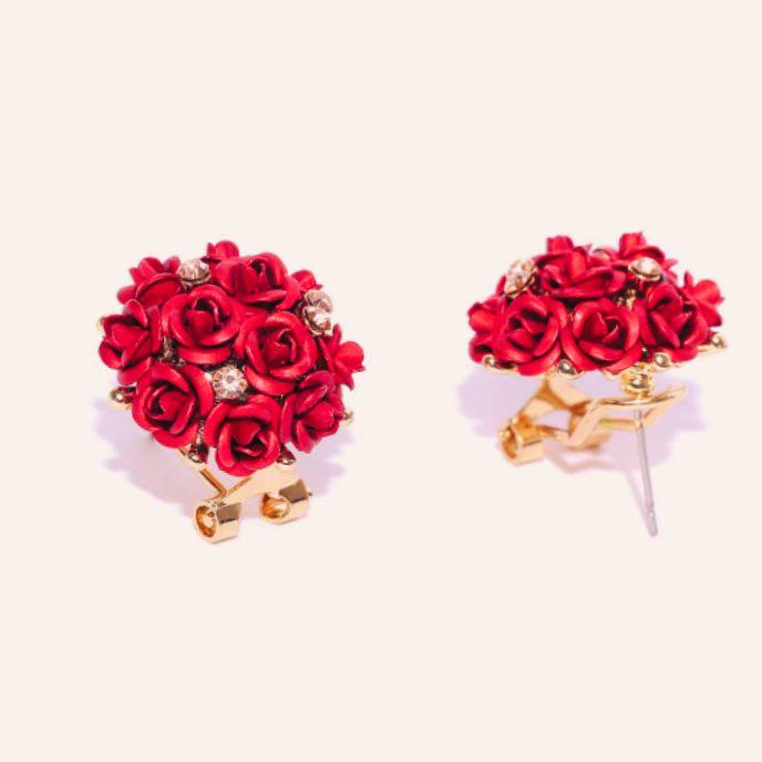 earrings Crystal Rose Shape Floral Stud Earrings for Girls and Women