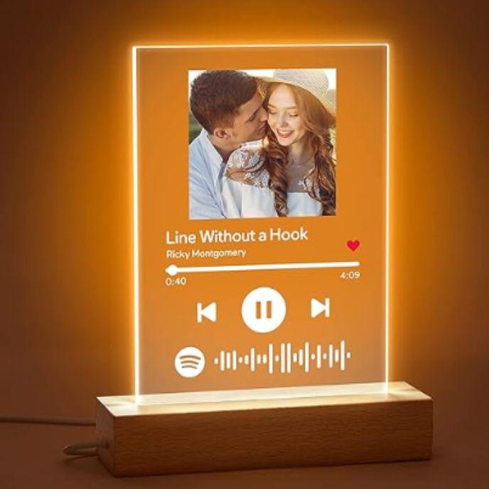 Personalized Spotify Photo Frame with Light Customized Acrylic Spotify plaque Led Lamp Scannable Song