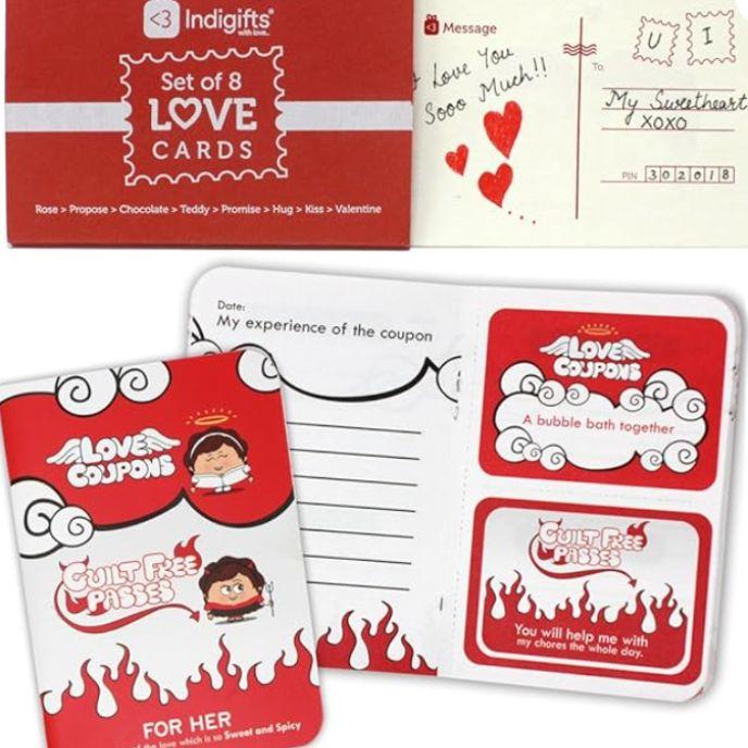 alentines 8 Love Postcards & 7 Love Coupons with Guilt Free Passes and Wildcards for Her
